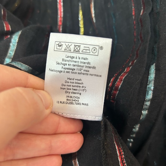 Sezane Christina metallic striped blouse top in black rainbow - Picture 8 of 9